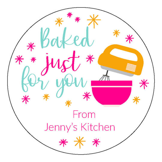 Baked Just For You Round Gift Stickers